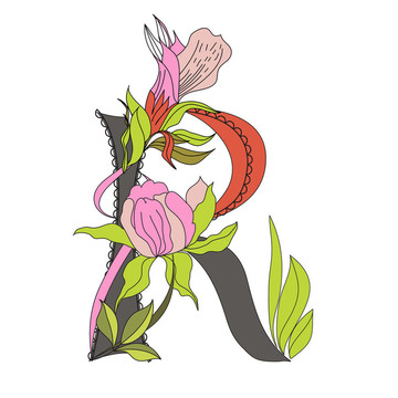 花字體2。字母R