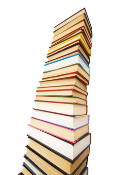 疊在白色上的書