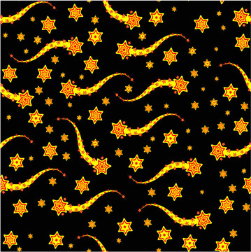一個紅色和黃色的星星時髦無縫背景