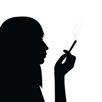 吸煙女孩黑色剪影