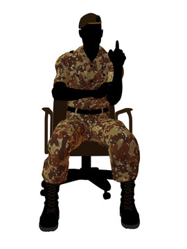 坐在椅子上的男性士兵剪影