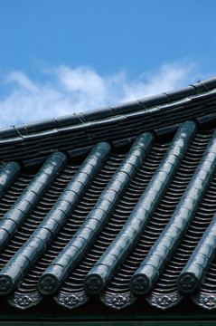韓國廟宇屋頂的建筑細部與復制空間