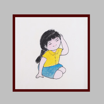 簡筆畫小女孩