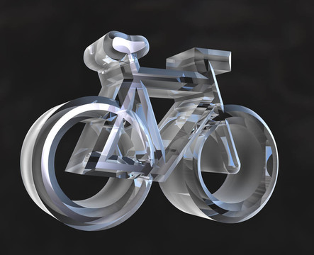 透明玻璃中的自行車符號(hào)（3D）