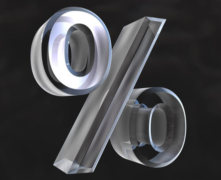 透明玻璃的百分比符號(hào)（3D）