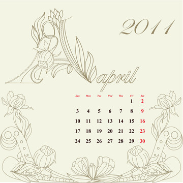 老式日歷2011