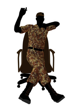 坐在椅子上的男性士兵剪影