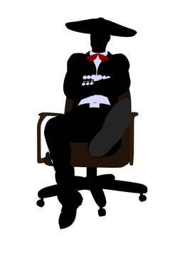 Male Mariachi Sitting在椅子上的剪影