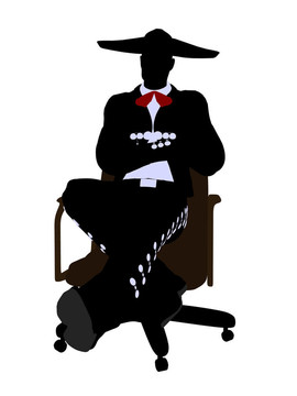 Male Mariachi Sitting在椅子上的剪影