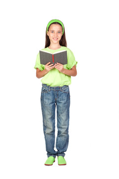 可愛的小女孩在看書