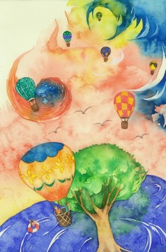 飛翔的熱氣球
