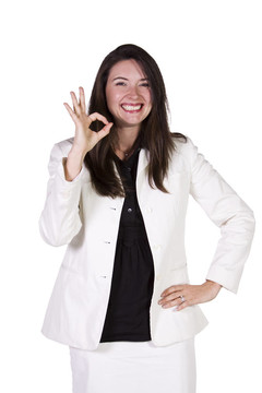 美麗的女孩給了確定的標志