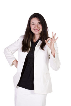 美麗的女孩給了確定的標志