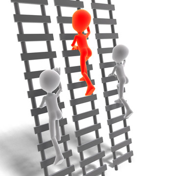 3d男性圖標(biāo)動畫人物做比賽。3D渲染與剪輯路徑和陰影超過白色
