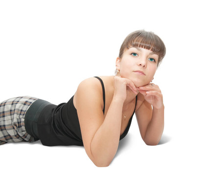 穿著格子裙的性感女孩