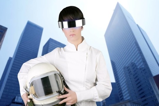 未來飛船宇航員頭盔女宇航員