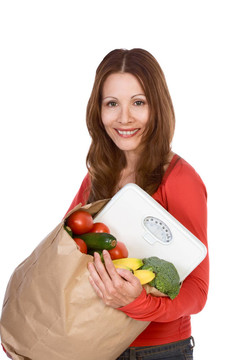 婦女與健康素食食品紙袋