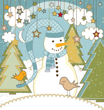雪人圣誕卡