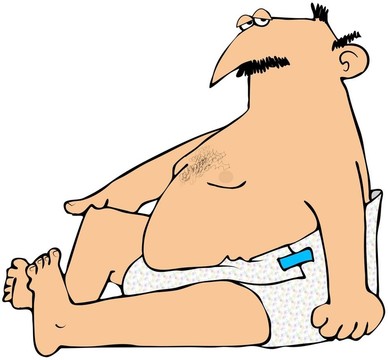 在尿布的胖男人
