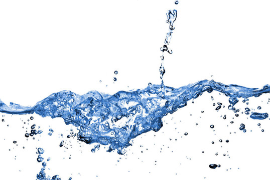 水濺在白色的氣泡上