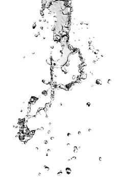 水濺在白色的氣泡上