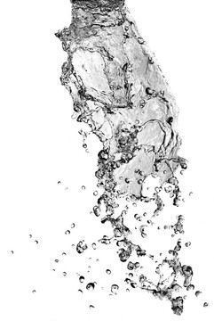 水濺在白色的氣泡上