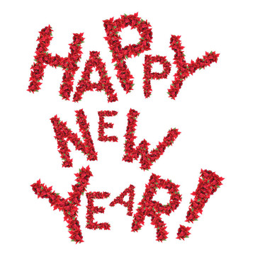 新年祝福，紅色圣誕花，白色