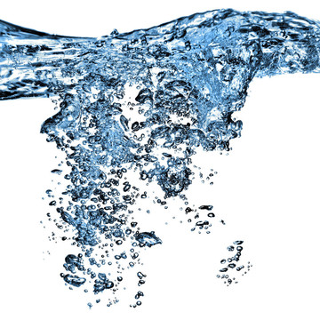水濺在白色的氣泡上