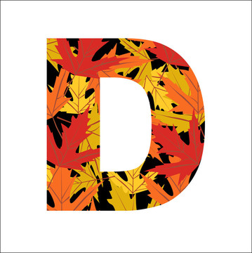 秋天的樹葉字體；字母D