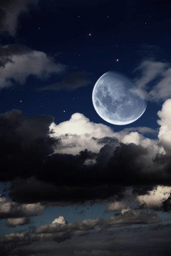 神奇的夜晚景觀與大月亮
