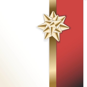 金色蝴蝶結(jié)在白色和紅色背景上