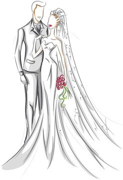新娘和Groom Sketch