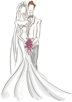 新娘和Groom Sketch