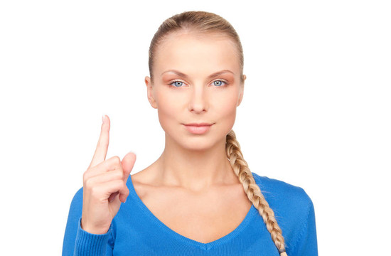 女人用她的手指