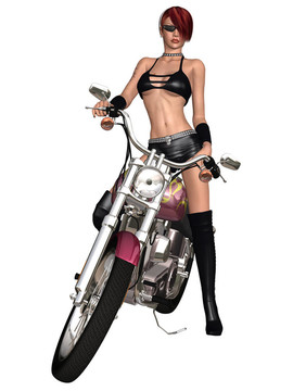 性感的騎自行車的女孩和她的自行車