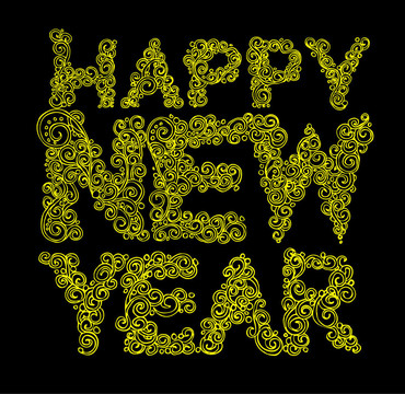 新年快樂；裝飾字體