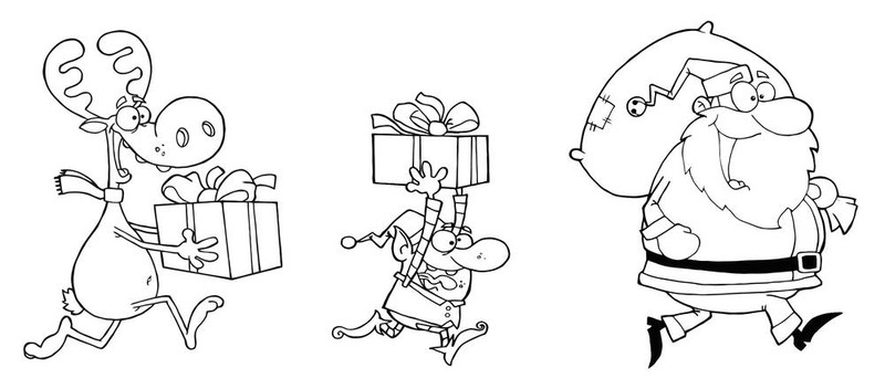 快樂的圣誕老人；海精靈和Reindeer