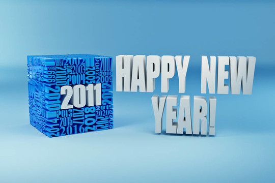 新年2011。由數(shù)字組成的立方體