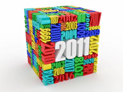 新年2011。由數(shù)字組成的立方體