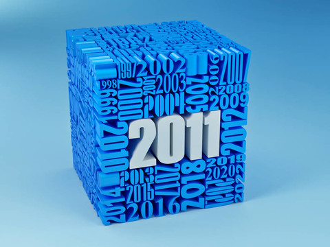 新年2011。由數(shù)字組成的立方體