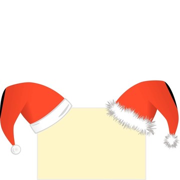 Santa的帽子掛在一張空白卡片上