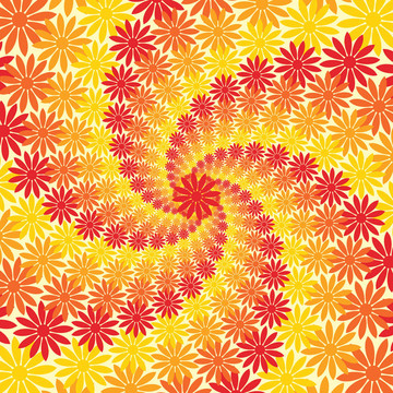 紅色橙色和黃色花漩渦背景
