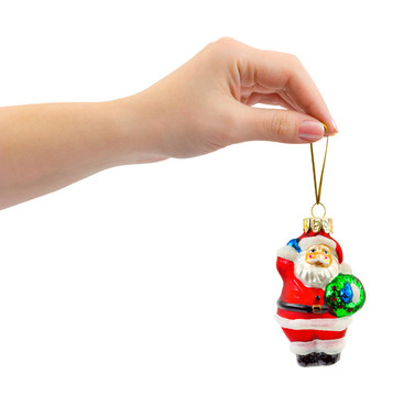 手和圣誕玩具Santa