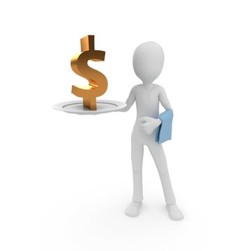3D男子與貨幣在板塊上