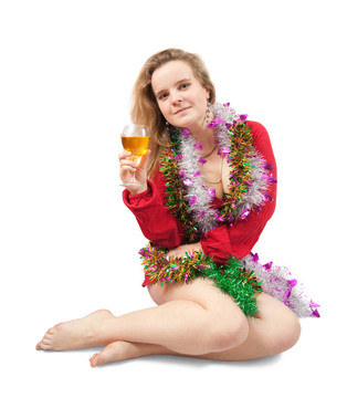 性感的女孩與香檳