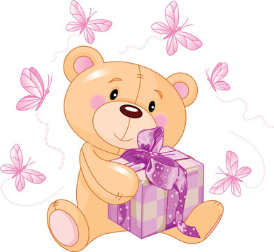Teddy Bear與粉紅色的禮物