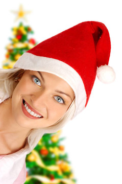Santa帽女人