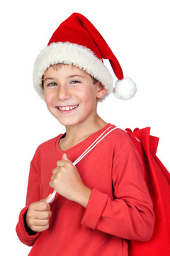 可愛的孩子與Santa Hat