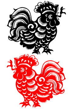 公雞剪紙分層圖