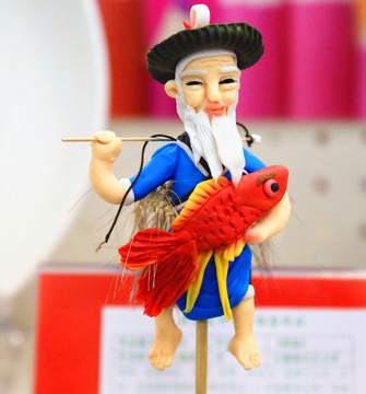老漁翁 泥塑